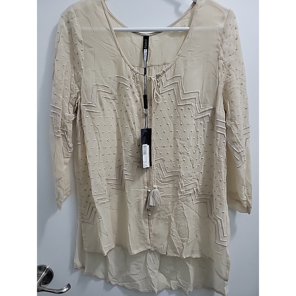 Plenty By Tracy Reese Sand Top Bohemian Sheer Nwt Size Small